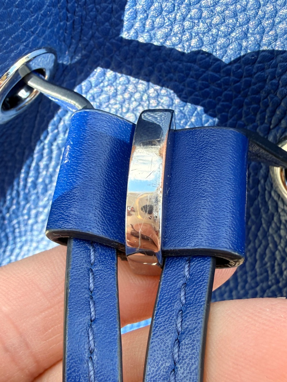 Michael Kors Royal Blue Leather Drawstring Bucket Shoulder Bag - Picture 12 of 13